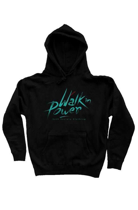 Black Hoodie Teal Walk In Power Print - Seth Society