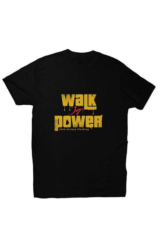 Black Walk In Power T-shirt Yellow Print by Seth Society - Seth Society