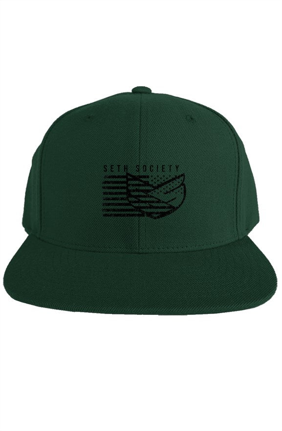 Black Owned Hat Brand By Seth Society Dark Spruce Green Snapback Black Logo - Seth Society