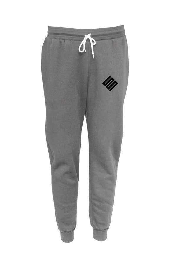 Grey Unisex Joggers Black Logo