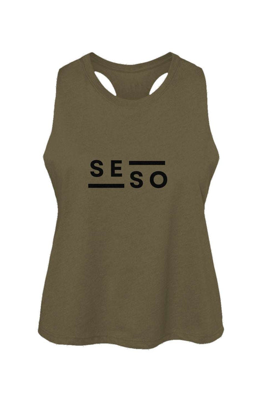 Women's Olive Racerback Cropped Tank - Seth Society